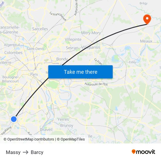 Massy to Barcy map