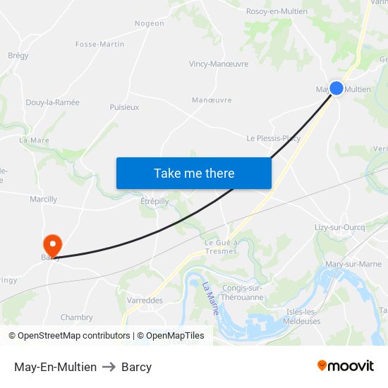 May-En-Multien to Barcy map