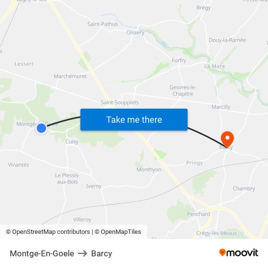 Montge-En-Goele to Barcy map
