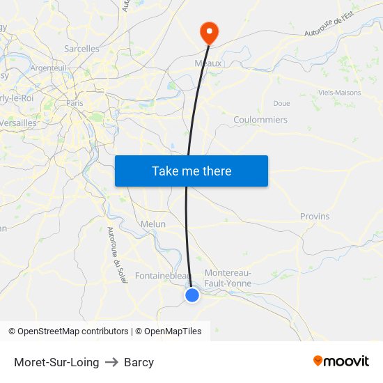 Moret-Sur-Loing to Barcy map
