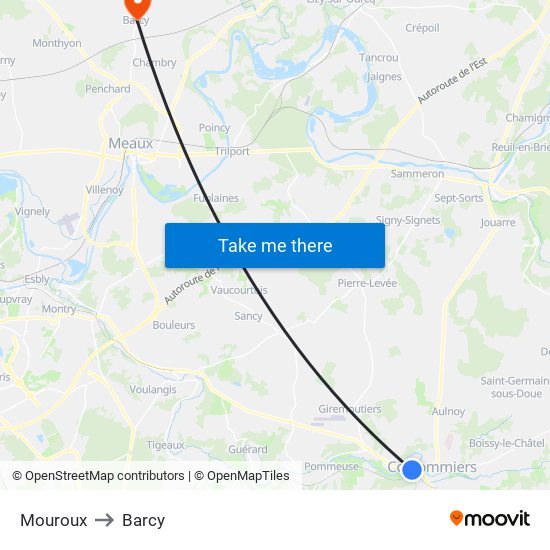 Mouroux to Barcy map