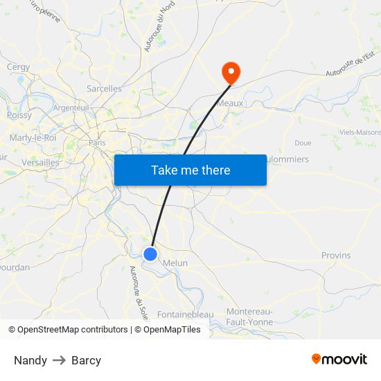 Nandy to Barcy map