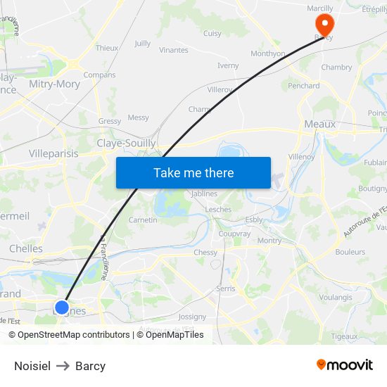 Noisiel to Barcy map