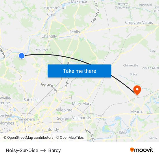 Noisy-Sur-Oise to Barcy map