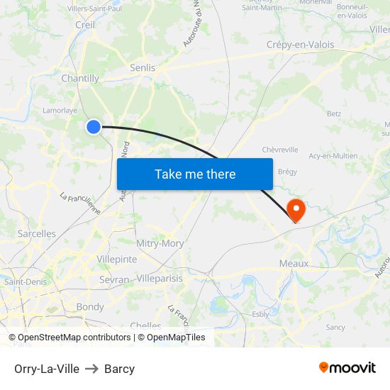 Orry-La-Ville to Barcy map