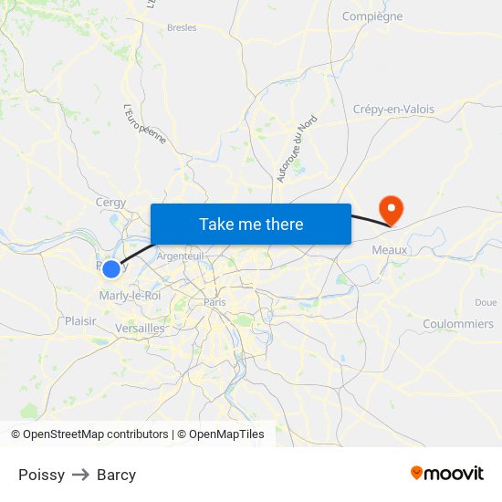 Poissy to Barcy map