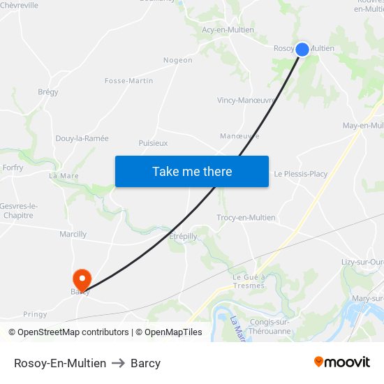 Rosoy-En-Multien to Barcy map