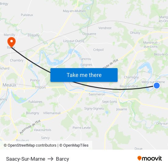 Saacy-Sur-Marne to Barcy map