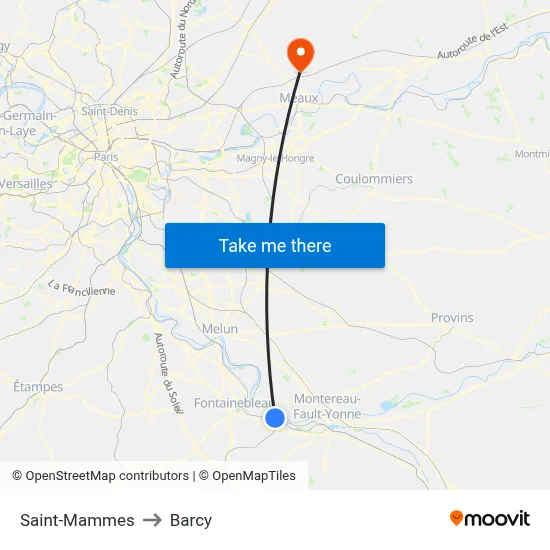 Saint-Mammes to Barcy map