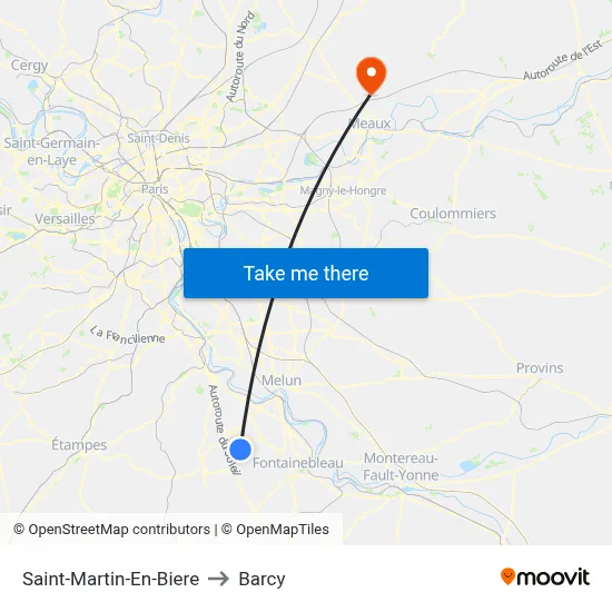 Saint-Martin-En-Biere to Barcy map