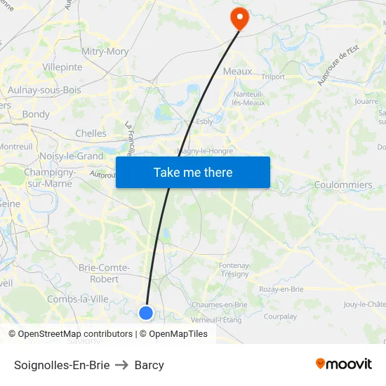 Soignolles-En-Brie to Barcy map