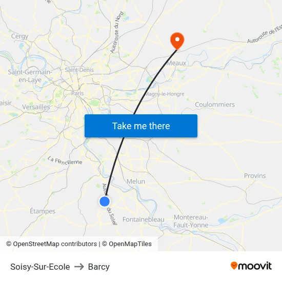 Soisy-Sur-Ecole to Barcy map
