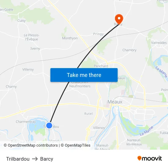 Trilbardou to Barcy map