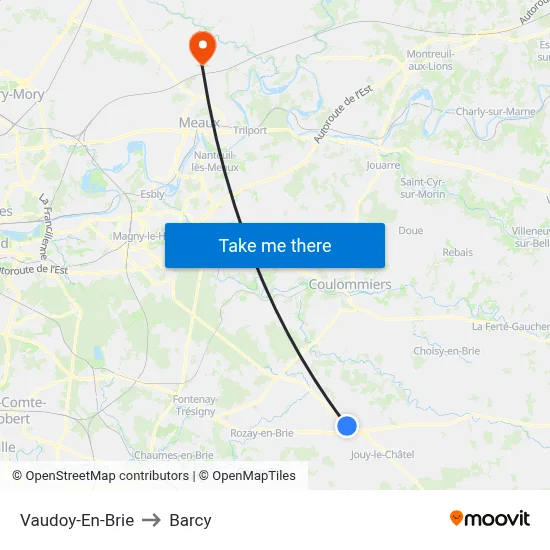 Vaudoy-En-Brie to Barcy map