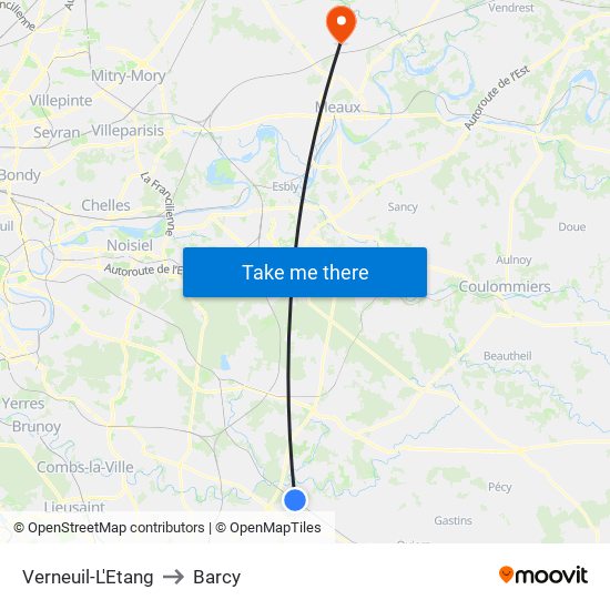 Verneuil-L'Etang to Barcy map