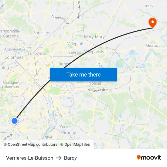 Verrieres-Le-Buisson to Barcy map