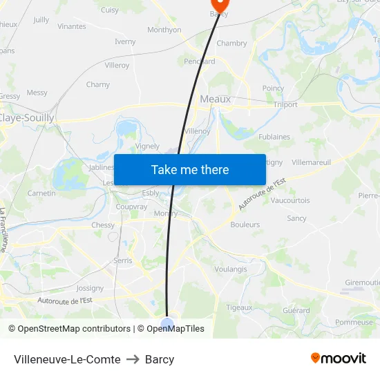 Villeneuve-Le-Comte to Barcy map