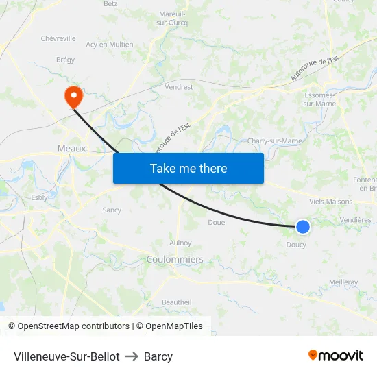 Villeneuve-Sur-Bellot to Barcy map