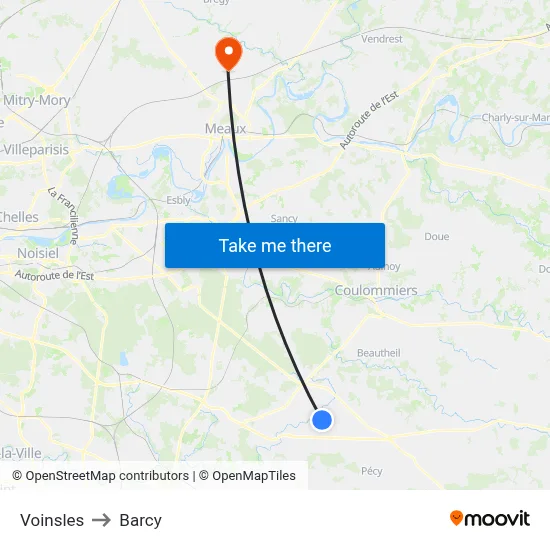 Voinsles to Barcy map