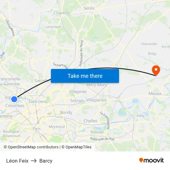 Léon Feix to Barcy map