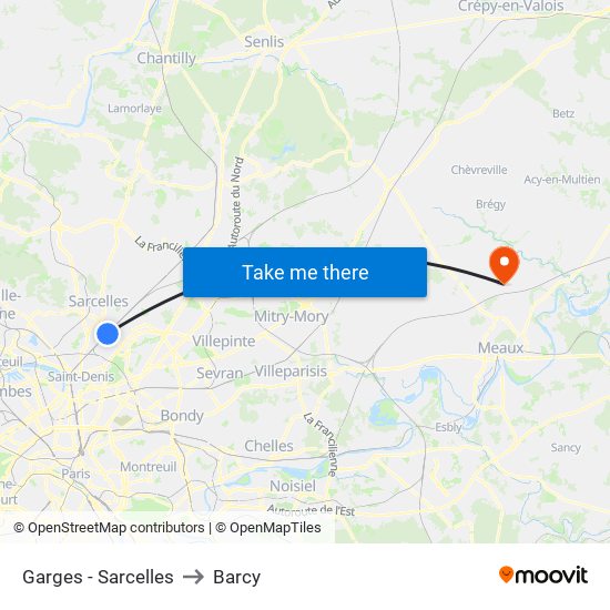 Garges - Sarcelles to Barcy map