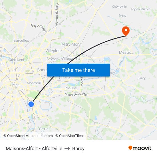 Maisons-Alfort - Alfortville to Barcy map