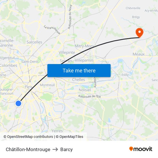 Châtillon-Montrouge to Barcy map