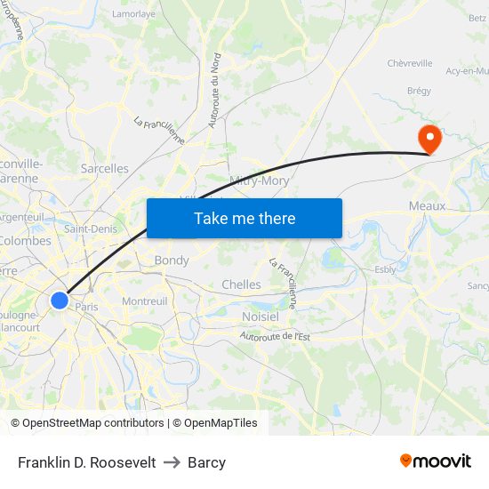Franklin D. Roosevelt to Barcy map
