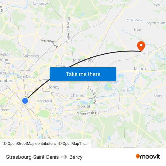 Strasbourg-Saint-Denis to Barcy map