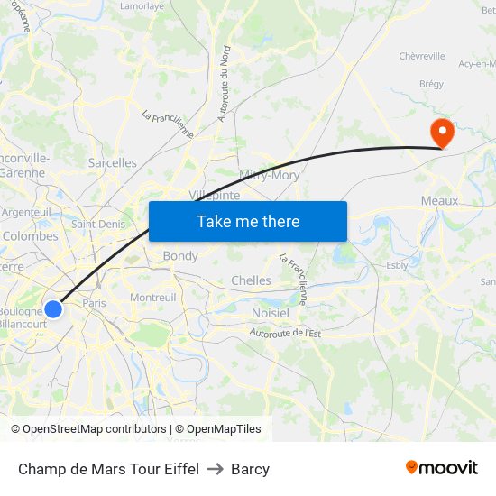 Champ de Mars Tour Eiffel to Barcy map