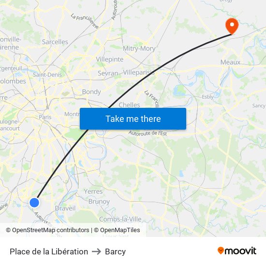 Place de la Libération to Barcy map
