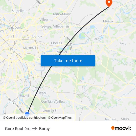 Gare Routière to Barcy map