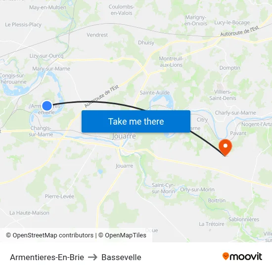Armentieres-En-Brie to Bassevelle map