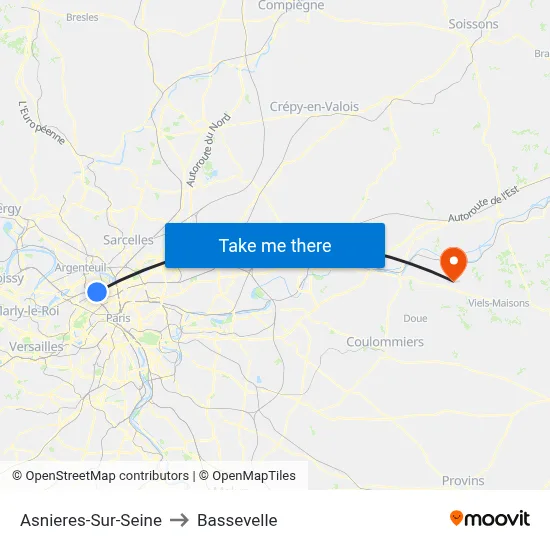 Asnieres-Sur-Seine to Bassevelle map