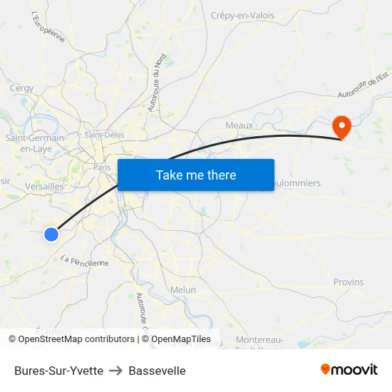 Bures-Sur-Yvette to Bassevelle map