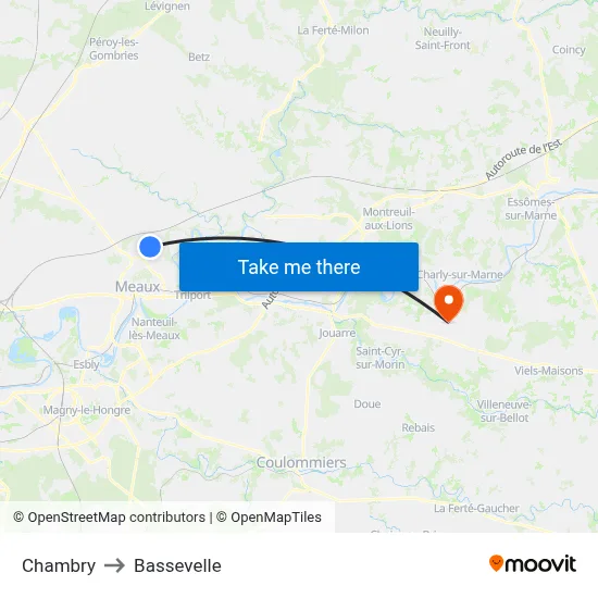 Chambry to Bassevelle map