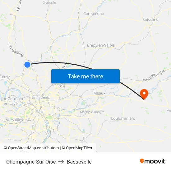 Champagne-Sur-Oise to Bassevelle map