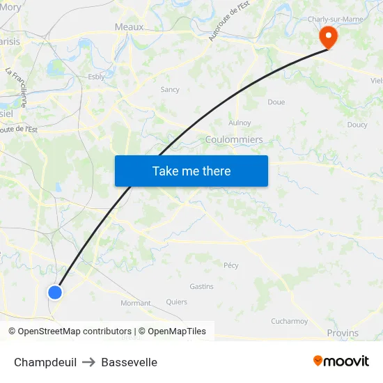 Champdeuil to Bassevelle map