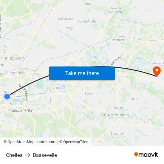 Chelles to Bassevelle map