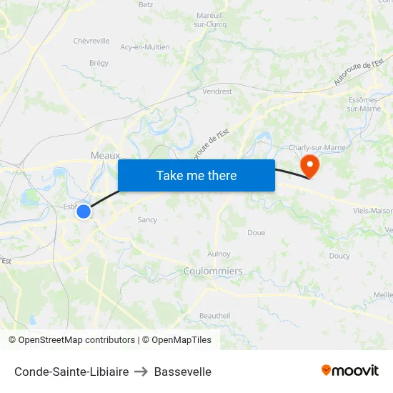 Conde-Sainte-Libiaire to Bassevelle map
