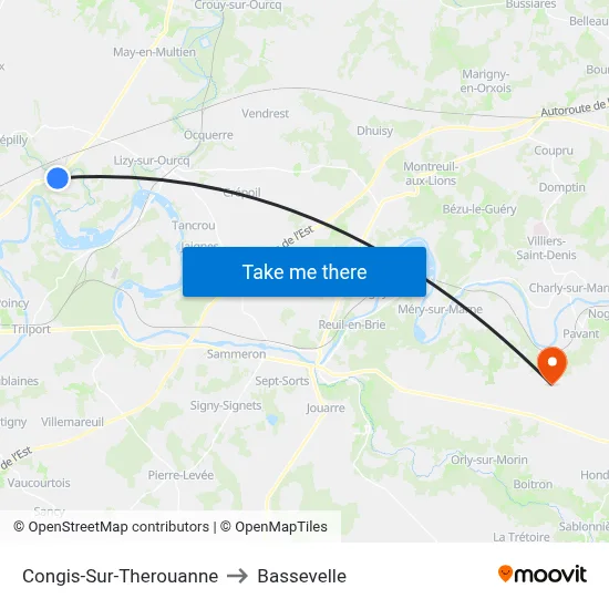 Congis-Sur-Therouanne to Bassevelle map