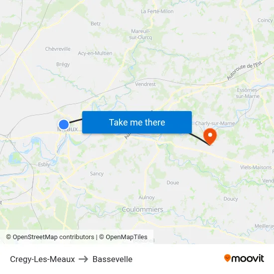 Cregy-Les-Meaux to Bassevelle map