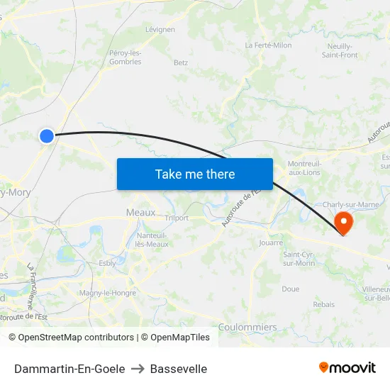 Dammartin-En-Goele to Bassevelle map