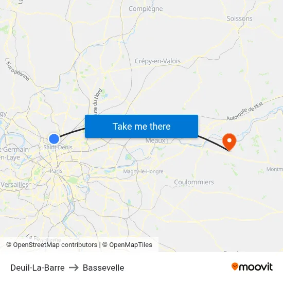 Deuil-La-Barre to Bassevelle map