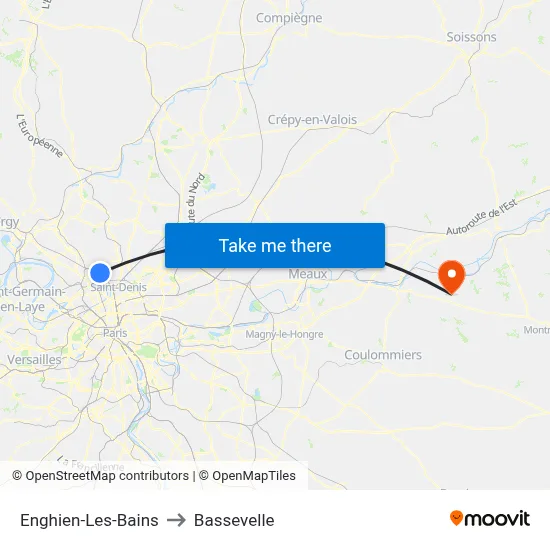 Enghien-Les-Bains to Bassevelle map