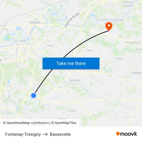Fontenay-Tresigny to Bassevelle map