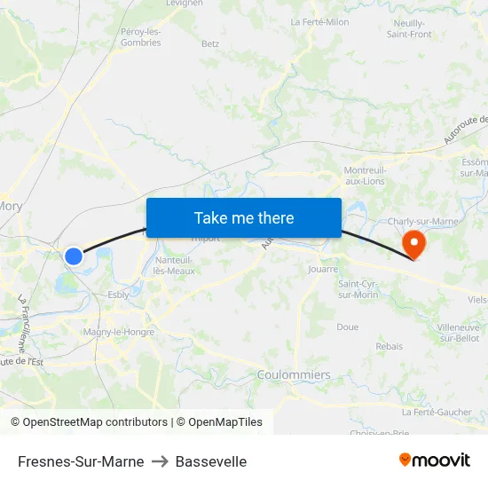 Fresnes-Sur-Marne to Bassevelle map