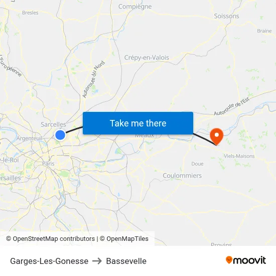 Garges-Les-Gonesse to Bassevelle map