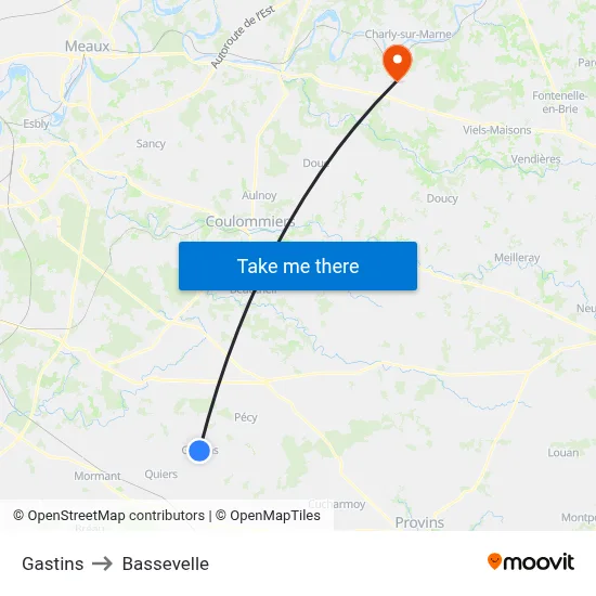 Gastins to Bassevelle map