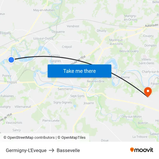 Germigny-L'Eveque to Bassevelle map
